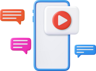 3d Mobile icon playing video,