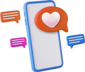 3D Like Icon with Heart and Smartphone