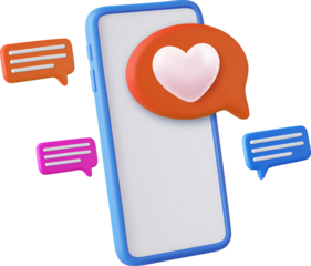 3D Like Icon with Heart and Smartphone