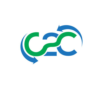 C2C Letter Logo with Recycling Arrows &ndash; Sustainable Vector Logomark