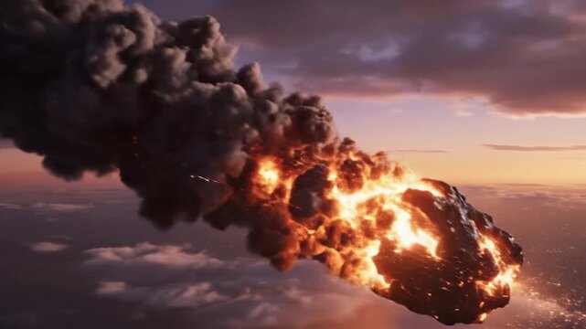 Fiery Descent - A Meteors Dramatic Plunge Through Earths Atmosphere.