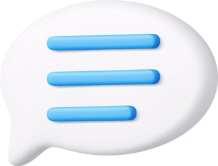 3d Blank white speech bubble pin