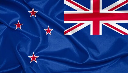 Flag of New Zealand with Union Jack and four red stars of Southern Cross on blue field