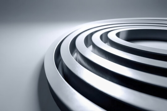 Black and white striped swirl pattern, optical motion illusion with rotating depth effect - Powered by Adobe