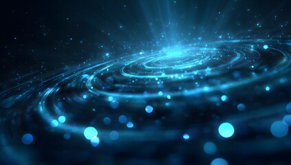 Vibrant blue nebula with swirling cosmic dust and glowing celestial bodies creating a breathtaking view of deep space exploration and astronomical wonder