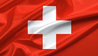 Flag of Switzerland with bold white equilateral cross centered on red square background