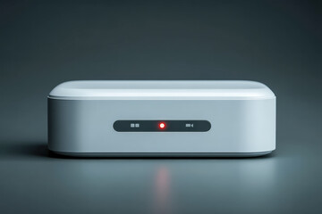 Fototapeta premium Minimal payment card reader with blank indicator light, isolated on dark background