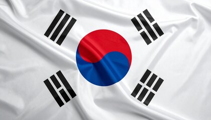 Flag of South Korea with red-blue Taegeuk symbol and four black trigrams on white field