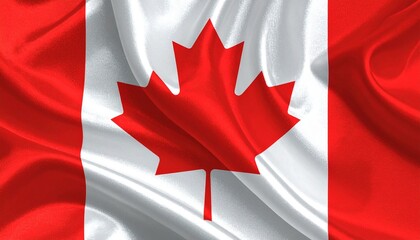 Flag of Canada with red maple leaf centered on white field flanked by vertical red bands