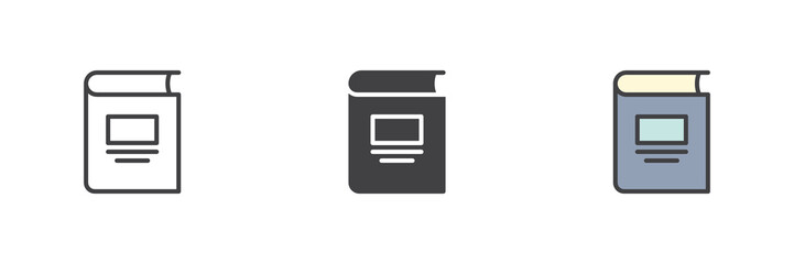 Fototapeta premium Standing book line, solid and colorful different style icon set pack