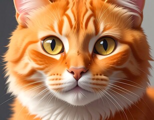 Close-up of a vibrant orange tabby cat with mesmerizing yellow eyes