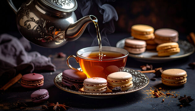 Winter herbs and spices tea in glass teapot or mug, alternative medicine for the immune system, herbal hot drink concept - Powered by Adobe