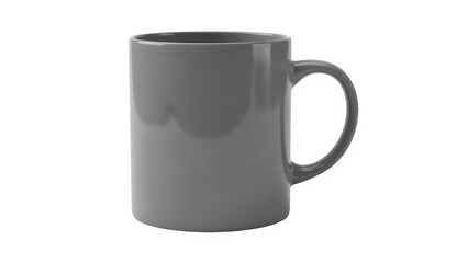 Modern Grey Ceramic Coffee Mug Mockup Isolated on White Background for Neutral Kitchenware Design
