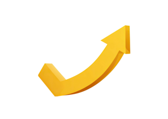 Golden arrow curves upward