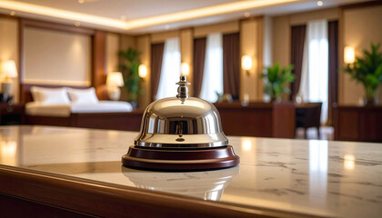 Service bell on table in restaurant

