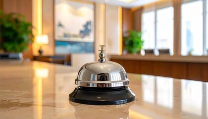 Service bell on table in restaurant
