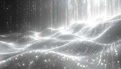 Dark, empty world Minimalistic virtual Futuristic reality with geometric shapes and floating structures, bright light source. Dark,