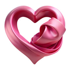 A 3d illustration of a pink heart shaped box and ribbon creating a romantic love symbol for a Valentines Day gift or wedding celebration card design