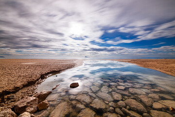 Reflecting Water Stream on Benidorm Beach (Long Exposure)