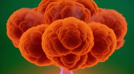 Intense fireball explosion with sharp objects flying out