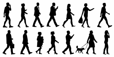 Silhouettes of people walking representing diverse movement and urban lifestyles