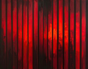 Red gradient on dark vertical stripes, wood-like texture