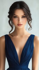 Fototapeta premium Woman in Blue Dress Fictional Character Created By Generative AI