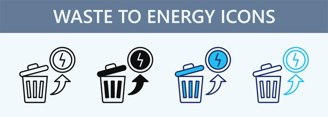Waste to Energy Icon Set Multiple Style Collection