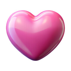 Shiny 3d render of a pink glass crystal heart isolated on white background as a romantic symbol for Valentine Day passion and wedding gift decoration
