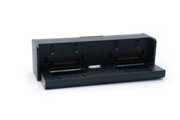 Drone Battery Charging Hub for Four Batteries on White Background