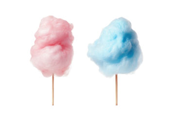 Pink and blue cotton candy on sticks