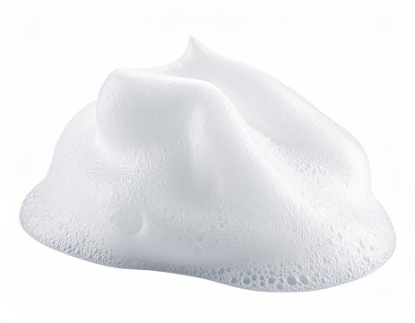 Fluffy, white foam clump on white background