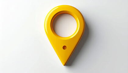 Yellow 3D Map Pin Location Marker Icon with Small Dot Detail on White Background GPS icon