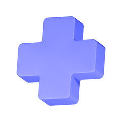 plus mark icon 3d render blue color