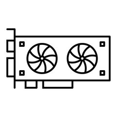 dual fan gpu line icon with editable stroke