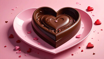 Heart Shaped Chocolate Trays on Pink Background for Valentine&rsquo;s Day.