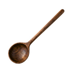 Ladle spoon on transparent background, overhead view.