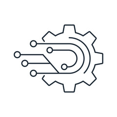 Equipment with an electronic component. Vector linear icon isolated on white background.