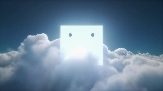 Glowing entity floating above clouds