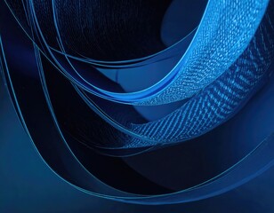 Azure ribbons cascade. Depth of field, wavy, textured