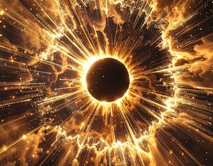 Glowing sphere surrounded by radiant, exploding light.