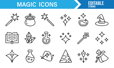 Mystical magic and arcane minimal icon set