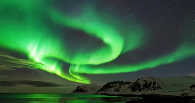 Time-lapse Photography of the Aurora in Iceland: Real Footage of Magnificent Green Aurora Borealis Dancing Across the Dark Night Sky, Clear Green Screen Compatible Clips Capturing Vivid Auroral Shifts