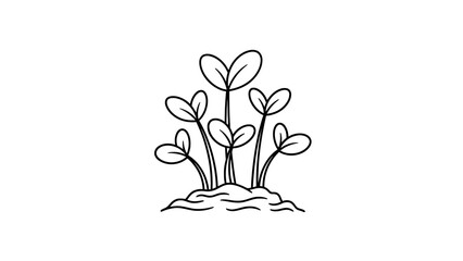 Hand-drawn illustration of young plant sprouts emerging from fertile soil, symbolizing growth, new beginnings, and the cycle of nature