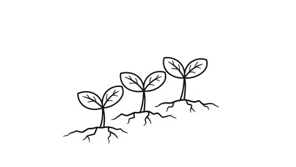 Illustration of three young plants growing from the soil, symbolizing growth and development
