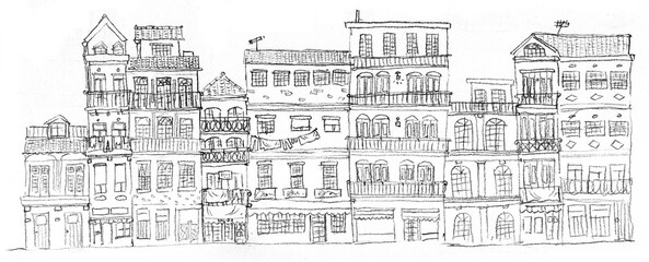 Fototapeta premium Sketch of Portuguese streets