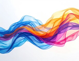 Flowing fabric waves, blue to orange