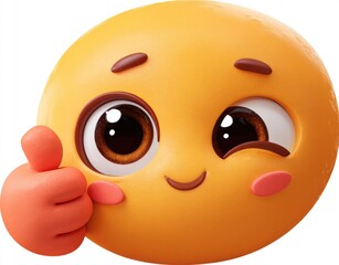 Cute 3D Emoji Winking and Giving Thumbs Up.