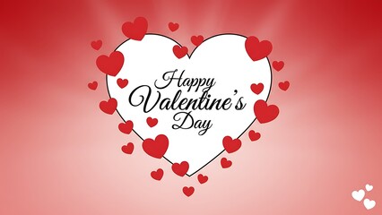 A romantic Valentine's Day card background featuring a red heart shape illustration and pink pattern design for a happy holiday celebration frame