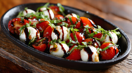 Fresh Caprese Salad with Mozzarella, Tomatoes and Basil